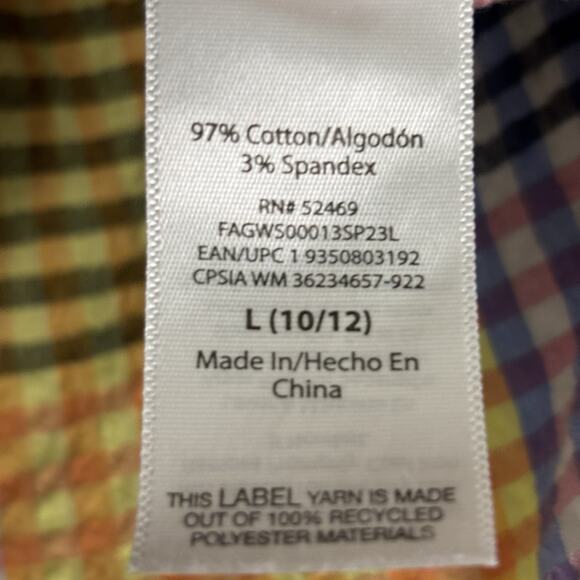 Free Assembly Women Seersucker Plaid Cropped Hoodie‎ Top Size L Colorful Preppy - Picture 7 of 8